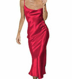 Satin Long Backless Spaghetti Dress...