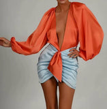 Rihanna Satin Long Sleeve Set...