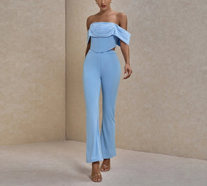 Sky Blue Off Shoulder Set...