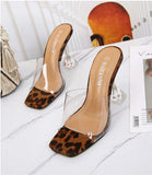 Leopard Sandals Open Toe High Heels...