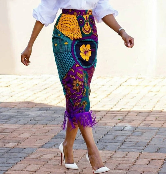 Floral African Print Skirt...