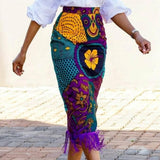 Floral African Print Skirt...