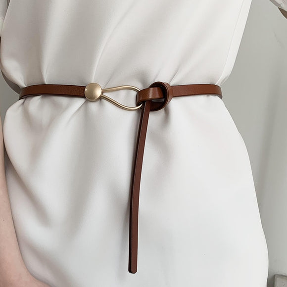 Camel Leather Thin Strap Belts  ...