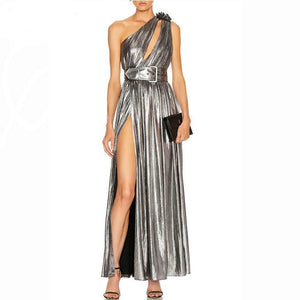 Silver Maxi Evening Dress...