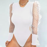 Eliza Lace Puff Sleeve Bodysuit Top...