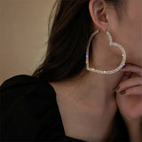 Big Heart Crystal Hoop Earrings...