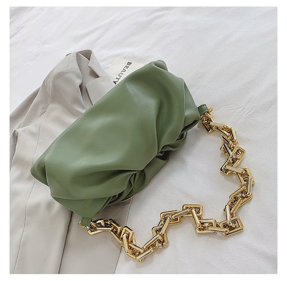 Gold Chains Chic Dumpling Purse Bag...