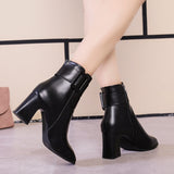 Ankle Black Thick High Heel...