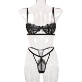 Black Lace Mesh Two Pieces Set...