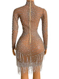 Pearls White Mesh Dress...