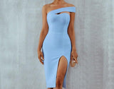 Sky Blue Elegant Bandage Dress...