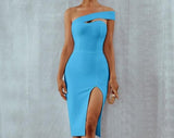 Sky Blue Elegant Bandage Dress...