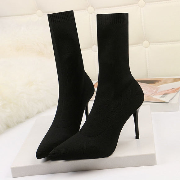Black Sock Boots High Heels....