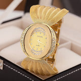 Mesh Band Oval Gold Bracelet Watch...