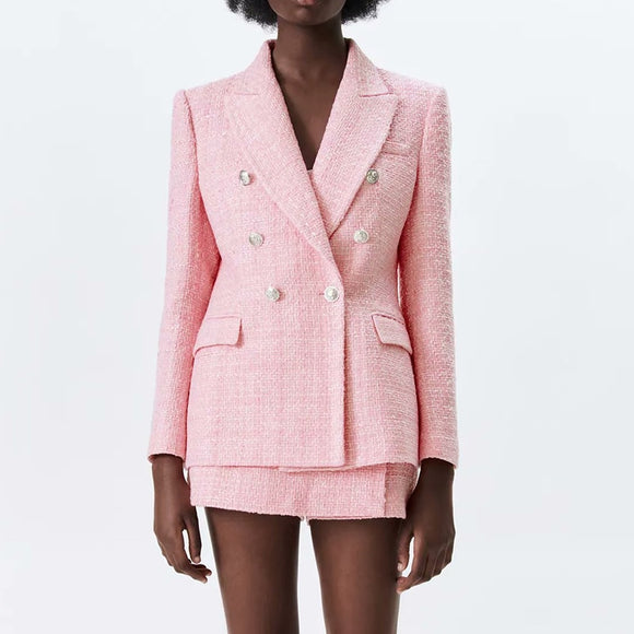 Pink Blazer Coat and Short Set...