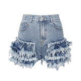 Ruffles Pockets Asmmetrical Short...