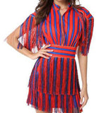 Kaylee Tassel Stripe Mini Dress...