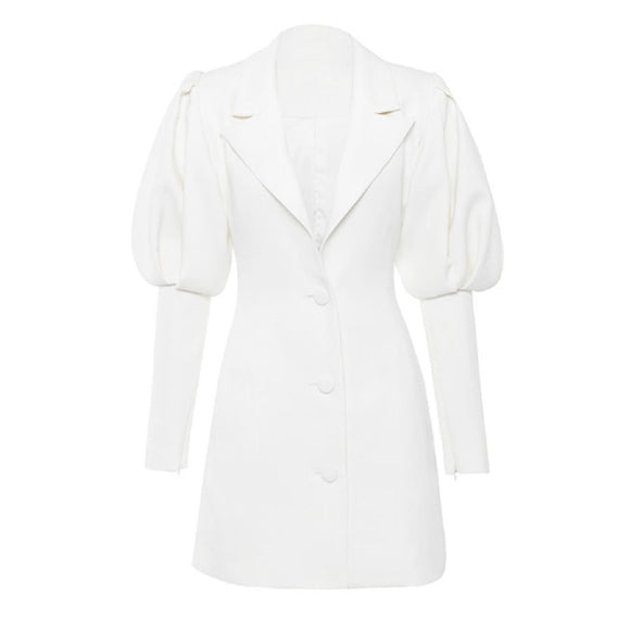 White Long Sleeve Button Blazer...