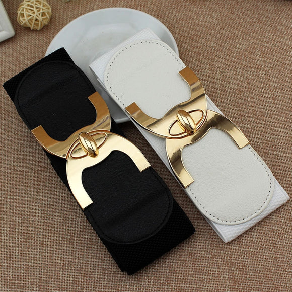 Korean Style Buckle Elastic Wide Belt...