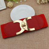 Korean Style Buckle Elastic Wide Belt...