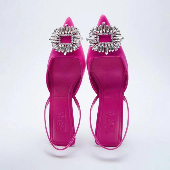 Elegant Rose Pink Thin Heel Shoes...