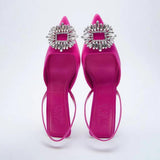 Elegant Rose Pink Thin Heel Shoes...