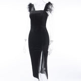 Ostrich Feather Elegant Dress...