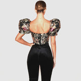 Jacquard Boned Bustier Top...