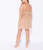 Boho Mesh Shoulder Ruffles Dress...