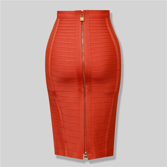 Orange Zipper Bandage Skirt...